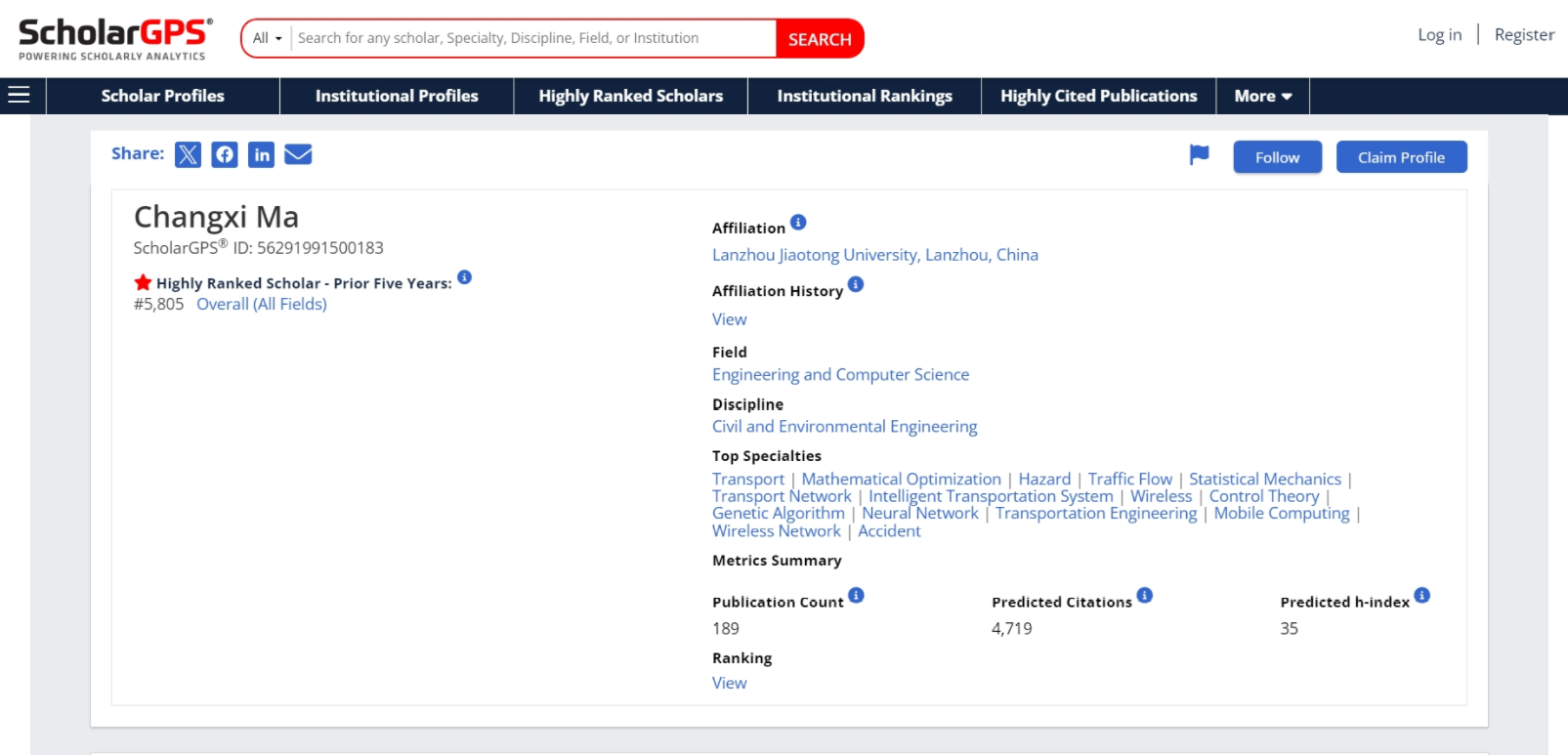 喜报 || 我院马昌喜教授入选全球前0.05%顶尖科学家榜单